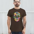 thumbnail image 3 of Tee Hunt Dean Russo Sugar Skull T-Shirt Day of The Dead Neon Calaver Men's Tee, Brown, 4X-Large, 3 of 5