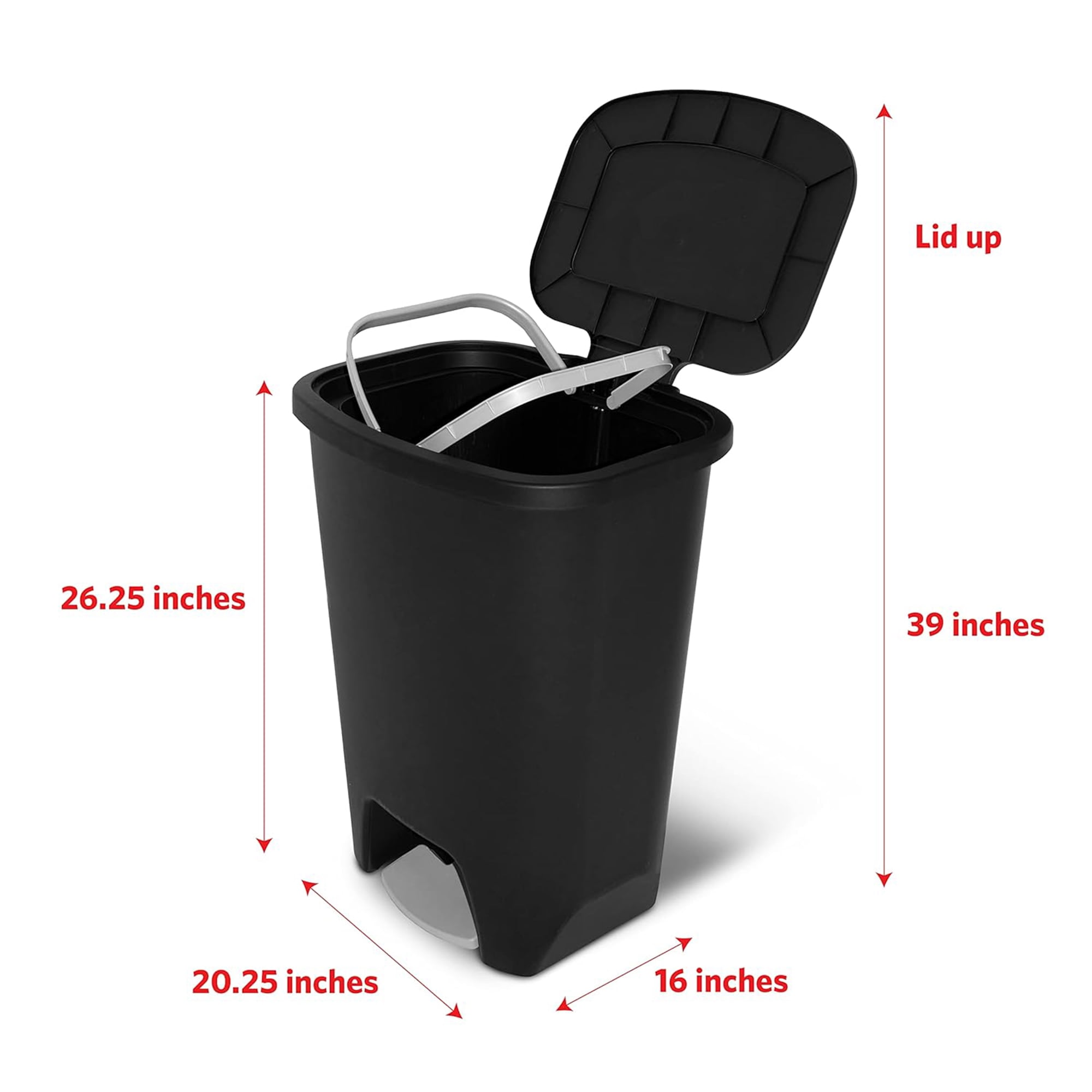 Open Box Glad Kitchen Trash Can with Lid, Foot Pedal and Garbage Bag Rings