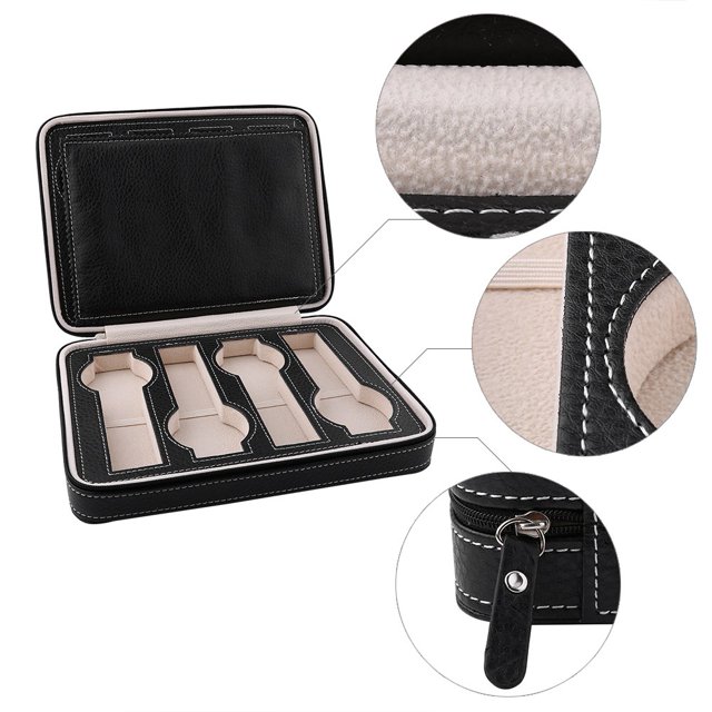 Estuche Joyero Spptty 8 rejillas PU negro almacenamiento para reloj Joyas