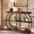 thumbnail image 1 of 3-Tier Entryway Table, 41.3" Console Table with Arched Metal Frame, 1 of 5