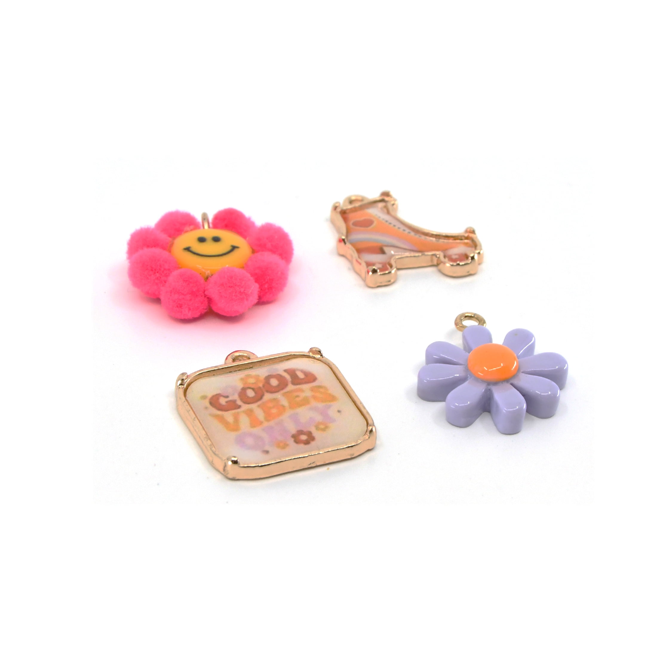 Blue Moon Beads Multi-Color Good Vibes Charms, Unisex, Teen to Adult, Set of 4 Pieces