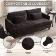thumbnail image 2 of Mid-Century Modern Chenille Loveseat Sofa - 2-Seater Upholstered Couch for Living Room, Bedroom, Small Spaces - Plush Comfort with Brown Wood Feet - Black, 2 of 14
