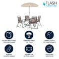 thumbnail image 3 of Flash Furniture Nantucket 6-Piece Patio Set with Glass Table, Umbrella, and 4 Folding Chairs, Brown, 3 of 19