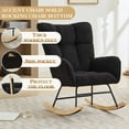 thumbnail image 3 of PAPROOS Modern Teddy Fabric Rocking Chair, Accent Rocker Chair with High Backrest for Nursery, Accent Glider Rocker for Living Room Bedroom Playroom, Black, 3 of 7