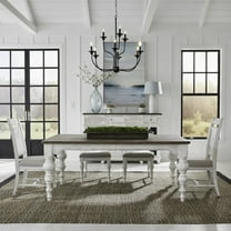 Liberty Furniture Industies, INC River Place 5 Piece Rectangular Table Set - Riverstone White & Tobacco