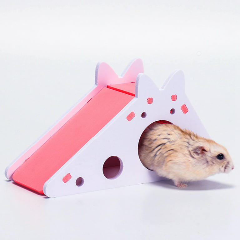 Dawf Hamster Wooden House Detachable Roof Climbing Ladder for Sugar Glider
