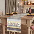 thumbnail image 2 of Table Runners 72 Inches Long Dress Scarves, Yellow Grey Geometric Farmhouse Kitchen/Dining Table Runner, Coffee Tablerunners, Boho Vintage Country Flowers Leaves 16x72 Inch, 2 of 9