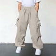 thumbnail image 2 of Quotay Kids Cargo Pants with Multiple Pockets for Boys and Girls Outdoor Casual Play Everyday Comfortable Trousers for Boys 5-14 Years Beige,14-15 Years, 2 of 7