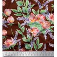 thumbnail image 1 of Soimoi Cotton Voile Fabric Leaves & Lotus Flower Printed Fabric 1 Yard 42 Inch Wide, 1 of 1