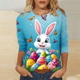 thumbnail image 5 of Xdegoge Women's Plus Size Easter Bunny Egg Print T-Shirt Cute Rabbit Colorful Butterfly Pattern 3/4 Sleeve Spring Holiday Casual Celebration Top, 5 of 5