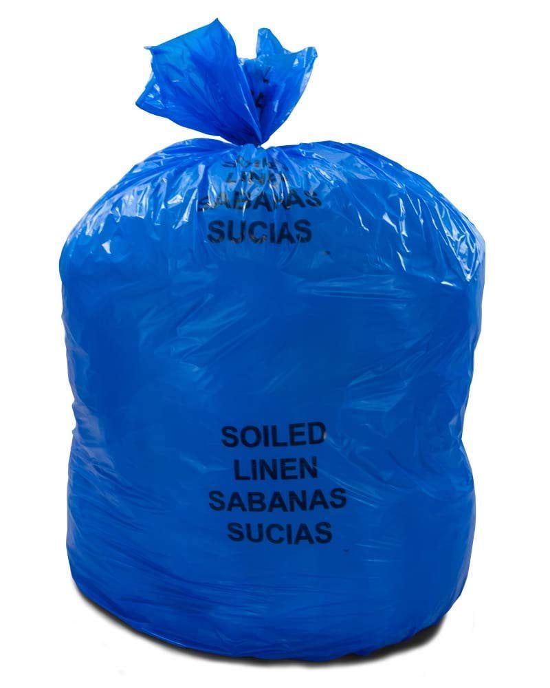 20-30 Gallon Blue pre-Printed Bags for Collecting Laundry. 1 Roll of 20 Plastic Disposable Bags for soiled Linen AMZ Supply Laundry Bags 30 x 43 