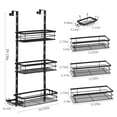 thumbnail image 2 of Stainless Steel Bath Shower Over Door Caddy, Hanging Storage Organizer 3-Tier Rack with 2 Hooks and 3 Baskets - Holder for Soap, Shampoo, Loofah, Body Wash, Omni Collection, Matte Black, 2 of 5