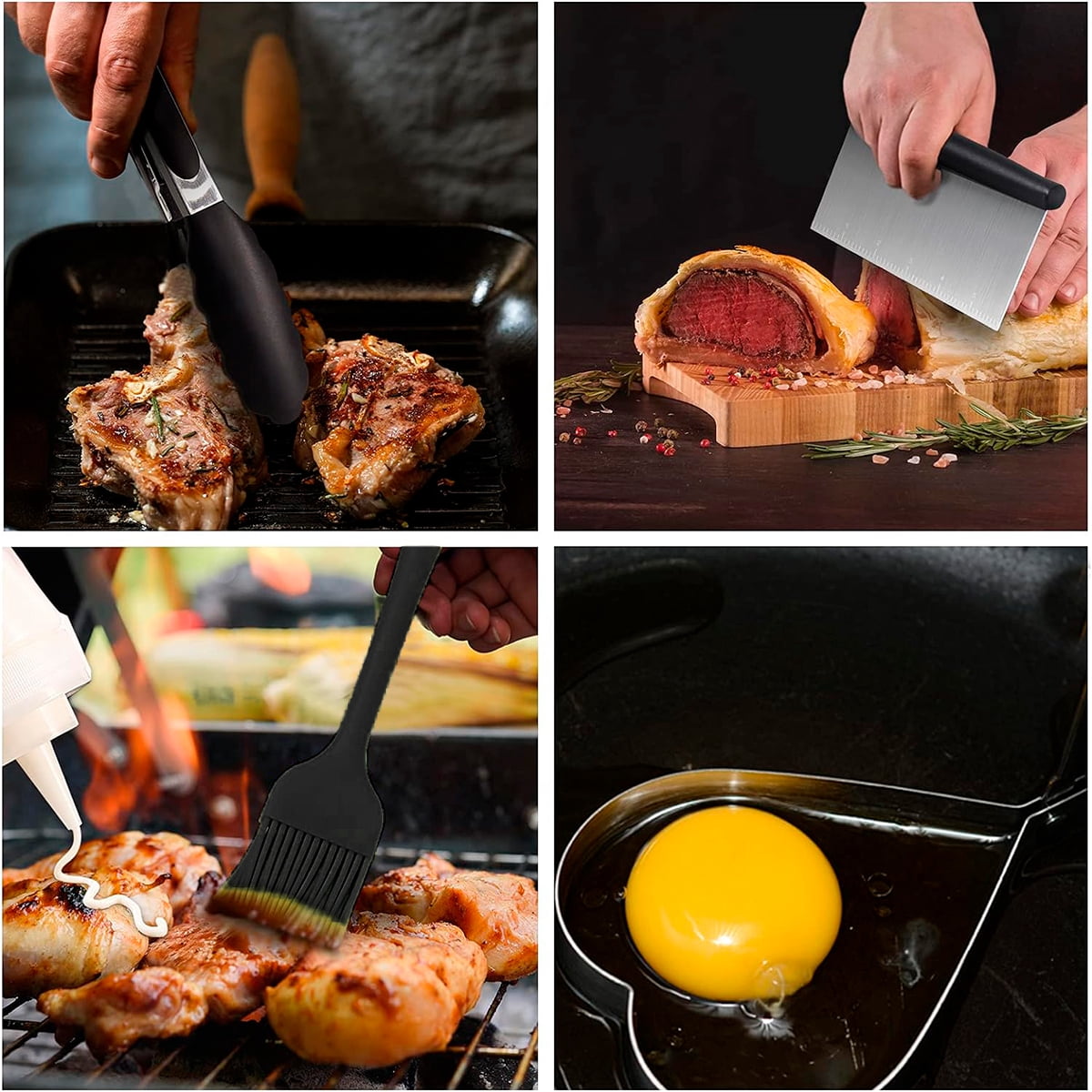 Griddle Accessories,15 Pcs Flat Top Grill Tools kit for Blackstone and Camp,Stainless Steel BBQ Accessories with Spatula, Basting Cover,Tongs,Egg Mold & Carry Bag for Outdoor BBQ Teppanyaki