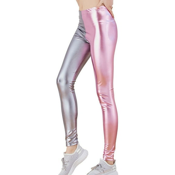 Women's Candy Colored Shiny Leather Metallic Imitation Leather Leggings
