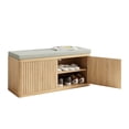thumbnail image 4 of Pusnapku 37" Fluted Shoe Storage Bench, Wood Bench Seat with 2 Doors, Shelves, Cushion, Modern Hidden Shoe Storage for Hallway, Entryway, Living Room, 4 of 10