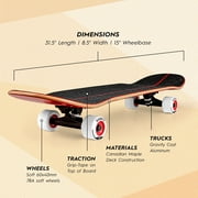Magneto All-Terrain Cruiser Skateboard - Soft 78A Wheels for Smooth Cruising - Complete Skateboard for Teens & Adults - 31.5 x 8.5, Red