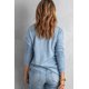 thumbnail image 1 of ABPHQTO Top de punto con cuello vuelto y botones azul cielo para mujer, 1 of 5