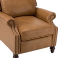 thumbnail image 6 of Genuine Leather Manual Recliner Set of 2, Wingback Push Back Recliner with Solid Wood Legs, Camel, 6 of 10