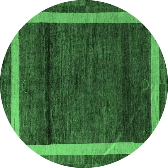 Ahgly Company Indoor Round Abstract Emerald Green Modern Area Rugs, 4' Round