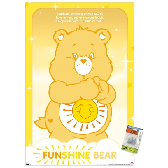 Care Bears - Funshine Bear Wall Poster with Pushpins, 22.375" x 34"