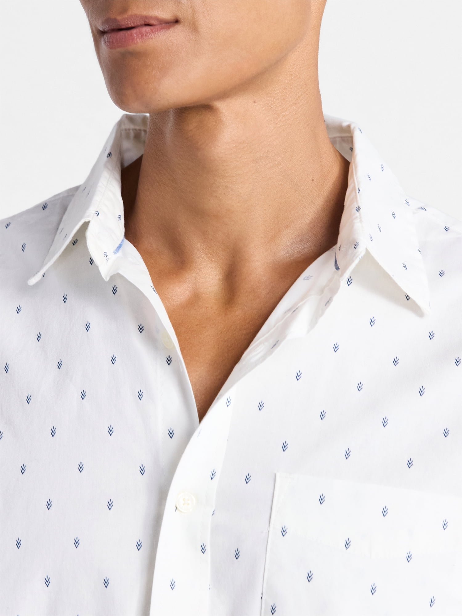 Free Assembly Men's Button Front Poplin Oxford Shirt with Long Sleeves, Sizes XS-3XL