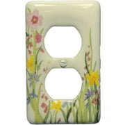 Leviton Wildflower Pattern Porcelain Receptacle Wallplate Duplex Outlet Cover 89503-WFL