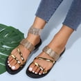 thumbnail image 6 of Taylonsss Women's Rhinestone Decorated Metallic Straps Open-Toe Flat Sandals for Spring Summer Casual Comfortable Plus Size Versatile Daily Wear, 6 of 8