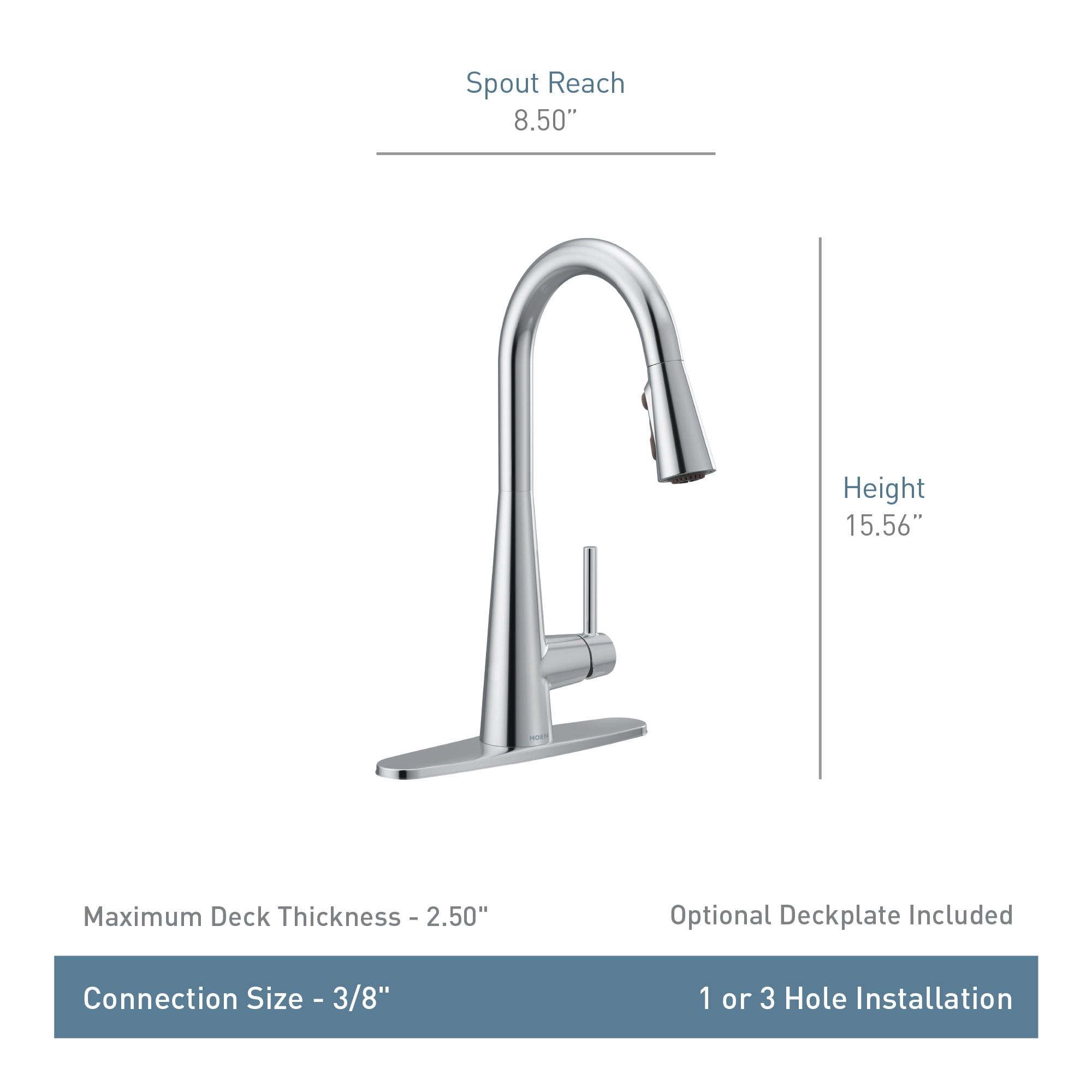 Black stainless one-handle high arc pulldown kitchen faucet