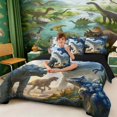 thumbnail image 4 of Manfei Wild T-Rex Animals 7 Pieces Full Size Bedding Sets,Retro Triceratops Dinosaur Full Size Bed in a Bag,Blue Yellow,Black Reversible, 4 of 6