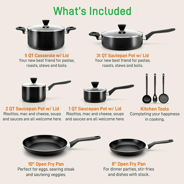 NutriChef Nonstick Cooking Kitchen Cookware Pots and Pans, 20