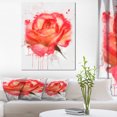 thumbnail image 1 of Red Rose Hand drawn with Splashes - Floral Canvas Art Print, 1 of 4