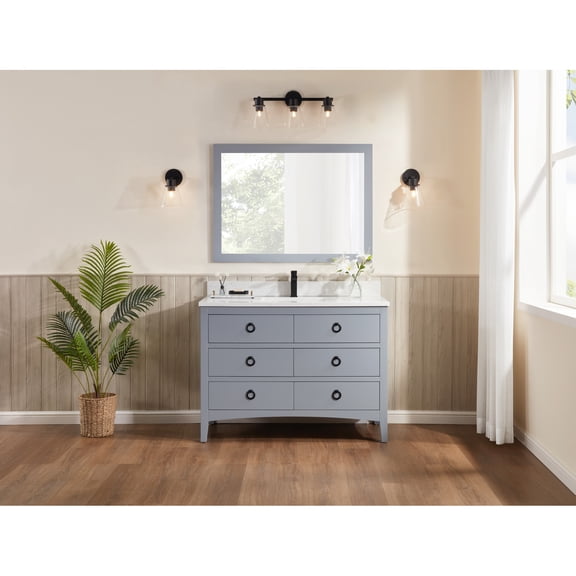 Legion Furniture WS2518-48-CD 48 in. Cadet Finish Solid Wood Sink Vanity, 1 ft. Artificial Stone Top