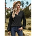 thumbnail image 6 of Womens Long Sleeve T-Shirts Deep V Neck Blouse Dressy Casual 2025 Fashion Loose Soft Fall Winter Clothes, 6 of 8