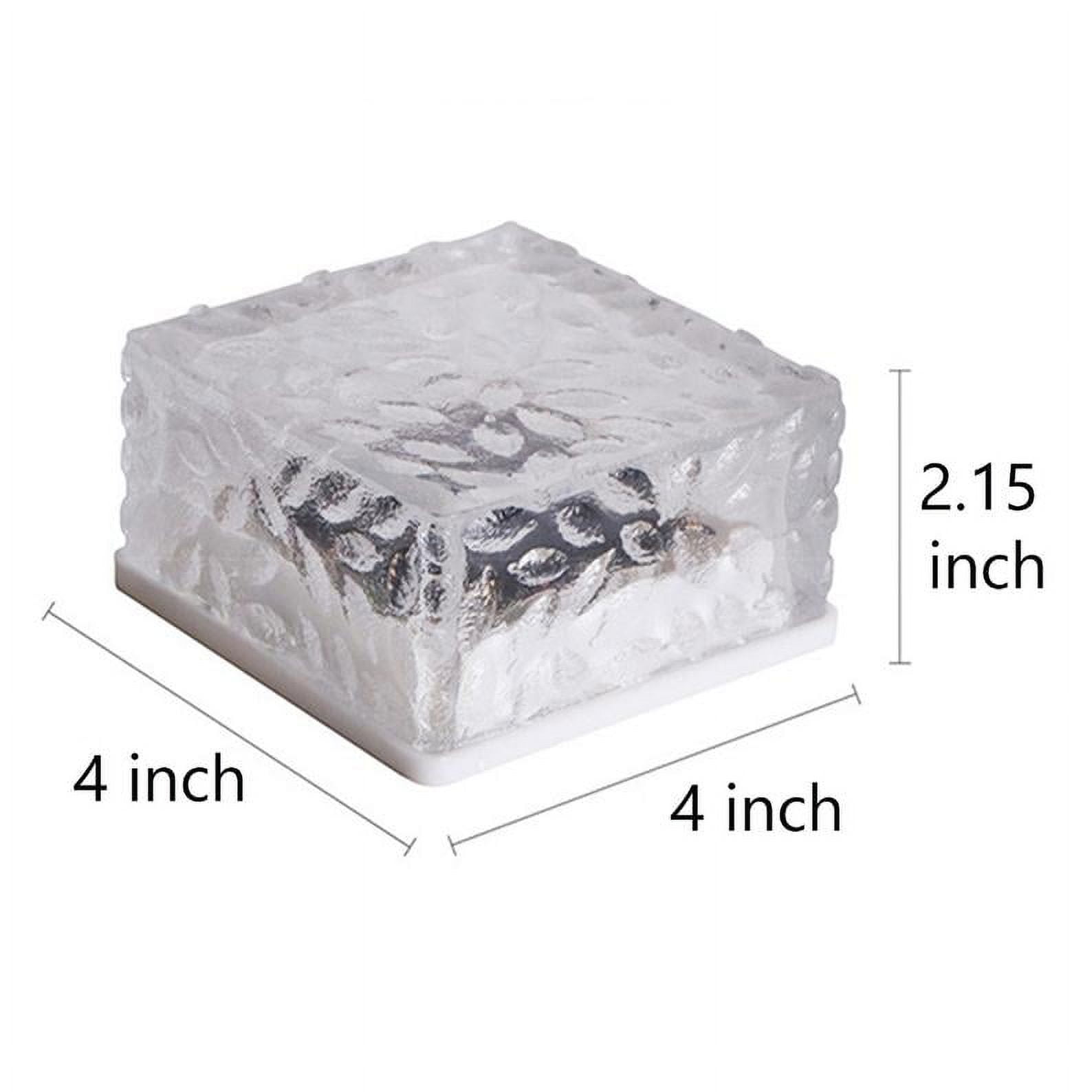 Epicgadget Solar Ice Cube Shaped Light, 4x4x2.15 Inch Ice Cube Shaped Brick Warm White Outdoor Solar Garden Decorative Lights for Walkway Pathway Backyard Christmas Decoration Parties (4 Pieces)