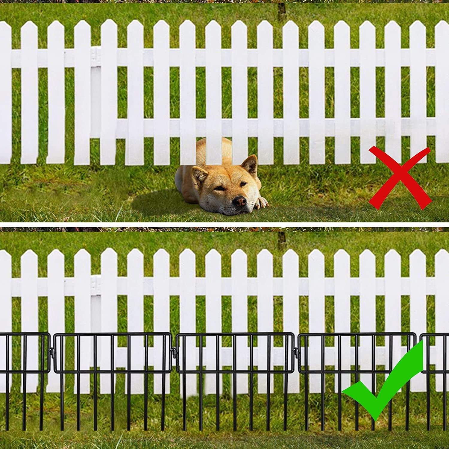 Black Animal Barrier Fence 24 Pack 12in x12in No  Garden Decorative Metal Fencing for Dogs Rabbits