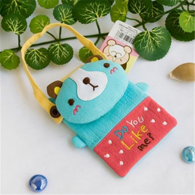 K-212-BEAR 4.4 x 3.2 in. Pretty Bear - Embroidered Applique Mini Swingpack Bag Purse Wallet Bag & Camera Bag
