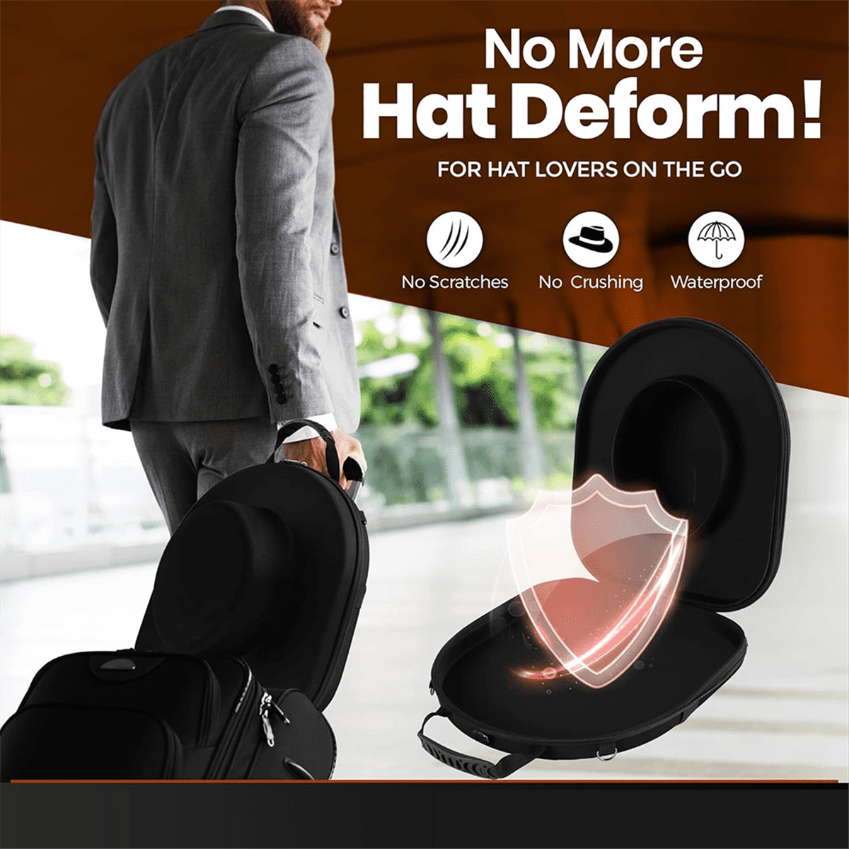 Étui à Chapeau De Voyage Rigide Noir - Boîte Protectrice Premium Pour Fedora, Chapeaux De Paille Et Panama, Organisateur De Voyage Idéal