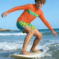 thumbnail image 7 of ITSAME Boys Rash Guard Swimwear 2-Piece Quick-Dry Long Sleeve Tops and Swim Trunks Summer Beach Swimsuit Orange Size 7-8, 7 of 7