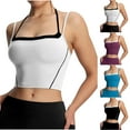 thumbnail image 3 of Felirenzacia Women's Running Sports Fitness Moist Wicking Quick Dry Cropped Halter Camisoles, Active Yoga Gym Tank Top,White,S, 3 of 3