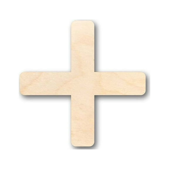 Unfinished Wood Plus Sign Symbol - Math School - Craft - up to 46" DIY 4" / 1/4"