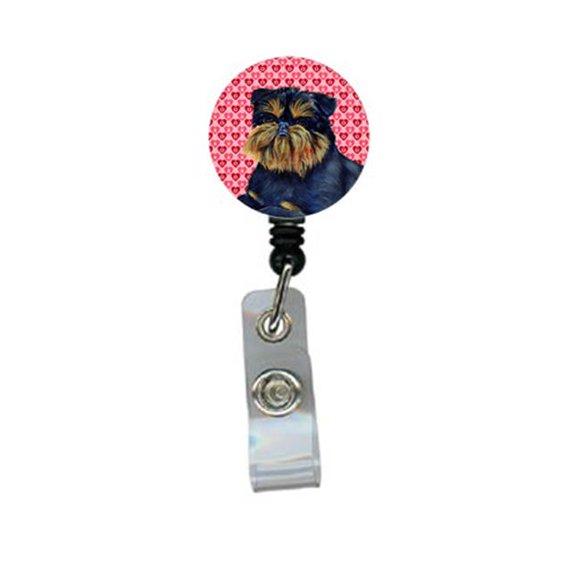 Brussels Griffon Valentines Love and Hearts Retractable Badge Reel or ID Holder with Clip