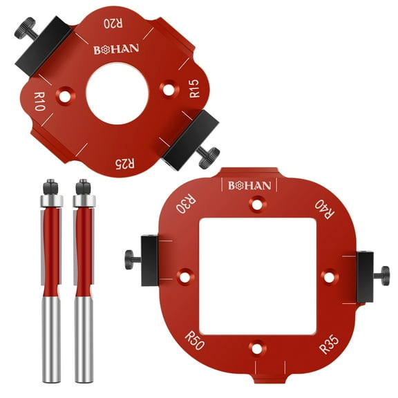 2Pcs Round Corner Radius Template Aluminum Alloy Radius Jig Router Template 4 in 1 Arc Angle Positioning Template Portable Corner Radius Positioning Jig R10 R15 R20 R25 R30 R35 R40 R50