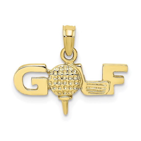 Diamond2Deal 10k Yellow Gold Solid Polished GOLF Pendant for Women (L- 0.56 inch, W-0.38 inch)
