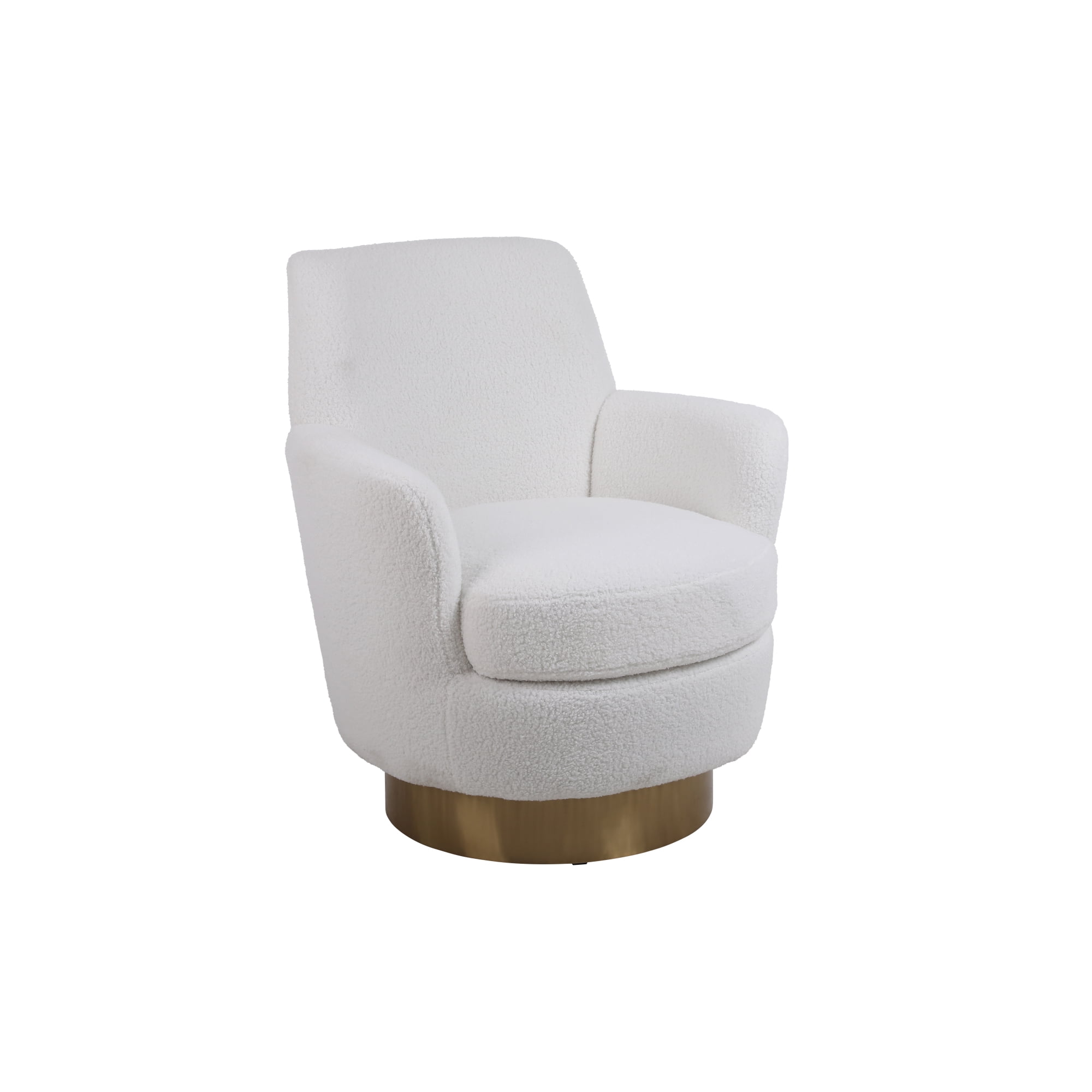 Leumius Velvet Swivel Barrel Chair, Swivel Accent Chairs Armchair, Round Barrel Chairs with Gold Stainless Steel Base for Living Room Reading Room Bedroom Ivory