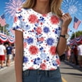 thumbnail image 2 of felwors Women's Patriotic USA Flag & Bald Eagle Fireworks T-Shirt – Short Sleeve Crew Neck Casual 4th of July Tee for Outdoor Gatherings (Sky Blue, XXL), 2 of 8