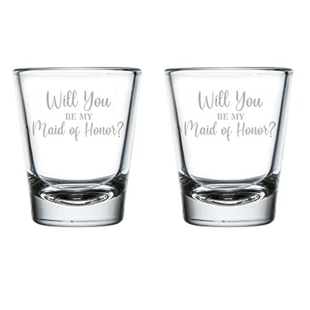 

Set of 2 Shot Glasses 1.75oz Shot Glass Will You Be My Maid Of Honor Proposal