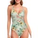thumbnail image 1 of Traje de baño de una Pieza con Cuello en V Profundo para Mujer con Nudo de Corbata y Espalda Cruzada Flor Verde M Flor Verde M Xishao ropa, 1 of 2