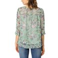 thumbnail image 4 of INSPIRE CHIC Women's Tops 3/4 Sleeves Ruffle Hem Floral Chiffon Shirt Blouses S Green, 4 of 8