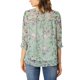thumbnail image 3 of Blusa de gasa floral para mujer INSPIRE CHIC de manga 3/4, cuello redondo, con dobladillo con volantes, verde menta, talla 3XL, 3 of 7