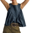 thumbnail image 5 of Womens Peplum Babydoll Tank Tops Summer Sleeveless Loose T Shirts Casual Shirred Flowy Tops, 5 of 7